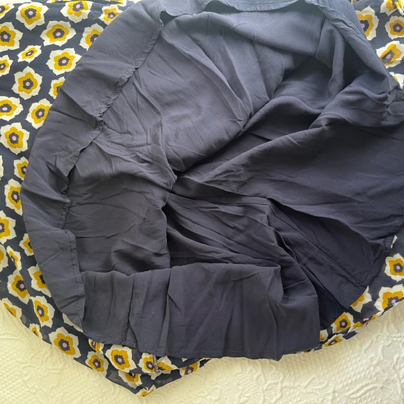 Boden Carey dress navy blue yellow flower floral print high neck silk zip up - Picture 9 of 16